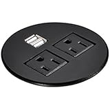 Power Data Hub Tap Grommet With 2 X AC Outlet and 2 X USB Ports With 6 ft Heavy Duty Power Cord (Black)