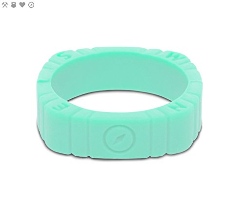 Qalo Women's Compass Silicone Ring, Aqua, Size 4