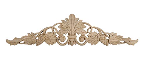 5-1/4 in. x 24-3/8 in. x 5/8 in. Unfinished Hand Carved North American Solid Red Oak Wood Onlay Grape Vine Wood Applique
