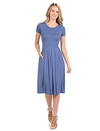 iconic luxe - Vestido plisado de manga corta con bolsillos para mujer