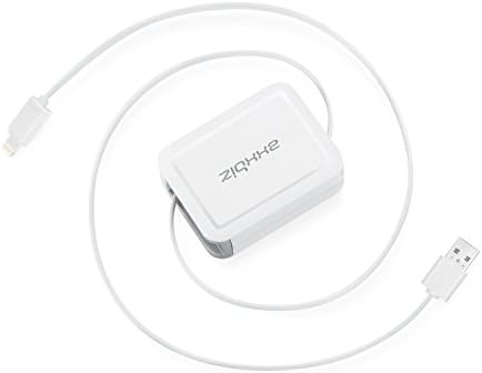 Axxbiz 2.6' Retractable Lightning Cable for iPhone 5/5s/6/6 Plus/6s/6s Plus, iPad Pro, White (50033)