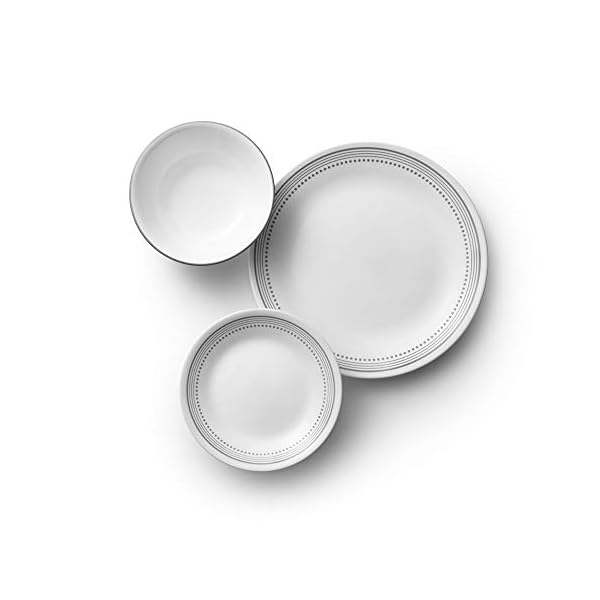 Corelle-Tableware-Set-Glass-Mystic-18-Piece Corelle 18-piece Dinner Set, Mystic Grey, Service for 6, Chip Resistant Dinnerware, includes 26cm dinner plates, 17cm…