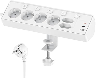 3M Ciabatta Multipresa con USB, 6 Prese di Corrente e 3 USB, PD 30W Ciabatta Elettrica with Protection, Multipresa Elettrica di da 2 M con Interruttore per Scrivania, Ufficio, Casa