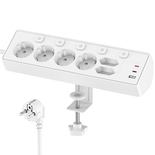 3M Power Strip with USB, 6 Power Sockets and 3 USB, PD 30W Power Strip with Surge Protection, 2 m Electric Power Strip with Switch for Desk, Office, Home