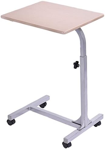 Adjustable Laptop Notebook Rolling Overbed Table Stand Holder Cart Adjustable Height Home Office Work Station Workstation Metal Frame Laptop Computer Desk 4 Swivel Casters For Easy Mobility