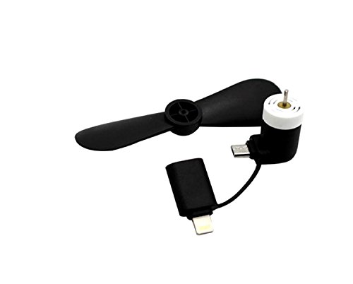 Portable Mini Fan Colorful and Powerful 2-in-1 Fans for Phone/Smartphone/Tablet - Black/Pink/Blue/Green/White/Orange - Summer 2019 Phone Accessories Compatible with iPhone/iPad/Android (Black)