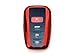 iJDMTOY Chrome Finish Red TPU Key Fob Protective Case w/Button Cover Compatible with 2017/2018-up Toyota Camry Prius Prime Mirai C-HR, etc w/Push Start Engine Feature