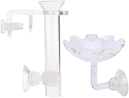 MiguCo Acrylic Fish Tank Feeding Set Shrimp Feeder Tube Aquarium Food Tray Dish with Holder Clip