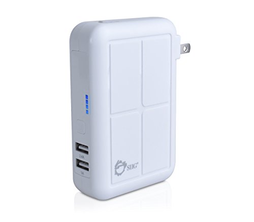 SIIG 3-in-1 USB Power Bank Charger - wall charger +car charger+powerbank charging combo simultaneous fast charge 2 devices and the powerbank - White (AC-PW0Y12-S1)