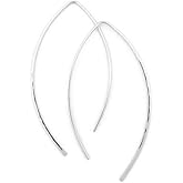 2 Inch Thin Sterling Silver Hammered Threader Earrings Open Hoop 20 Gauge (.8mm)