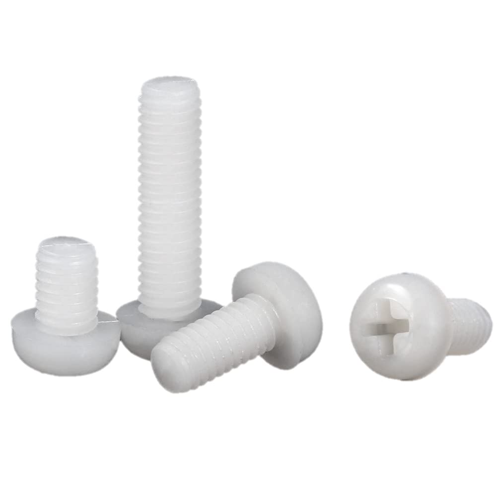 CONPHERON Nylon Screws Phillips Cross Round Head Machine Screws Bolts White Plastic Insulated Screws M8x30 mm,40 pcs โ image 1