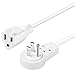 Maximm Cable 25 Feet 360&deg; Rotating Flat Plug Extension Cord/Wire, 3 Prong Grounded Wire 16 Awg Power Cord - White primary