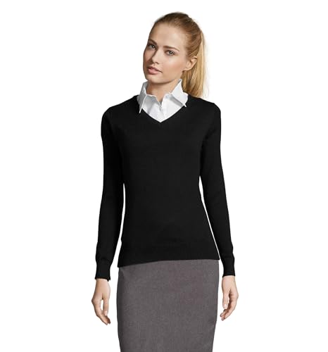 Sol'S Sol’S Galaxy - Pull Col V Femme - Essentiel Au Style Business Et Chic - Noir - XL