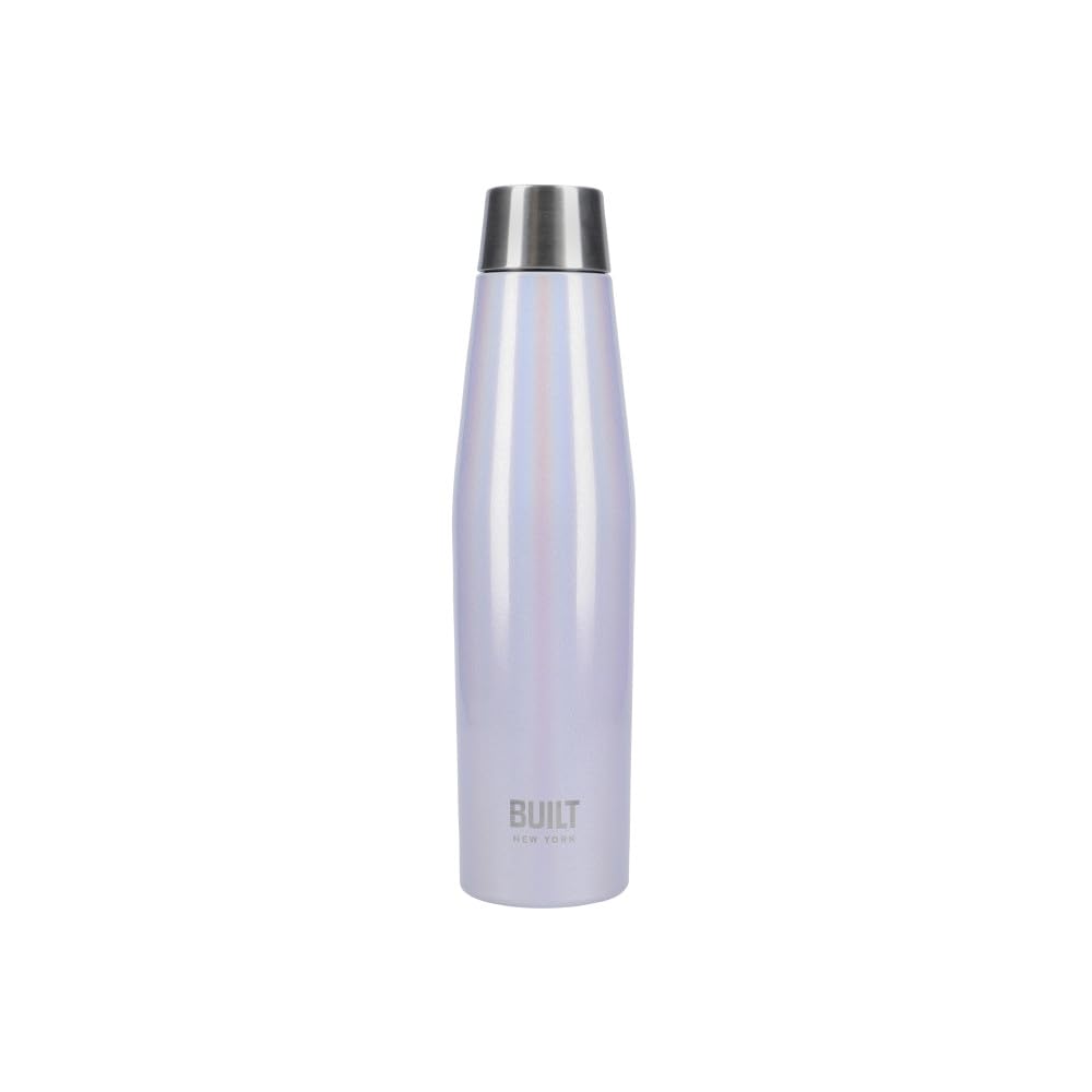 Built Apex Insulated Water Bottle with Leakproof Perfect Seal Lid, Sweatproof 100% Reusable BPA Free 18/8 Stainless Steel Flask, Iridescent Lilac, 540 ml, Pink