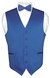 Men's Dress Vest & BowTie Solid ROYAL BLUE Color Bow Tie Set for Suit or Tuxedo