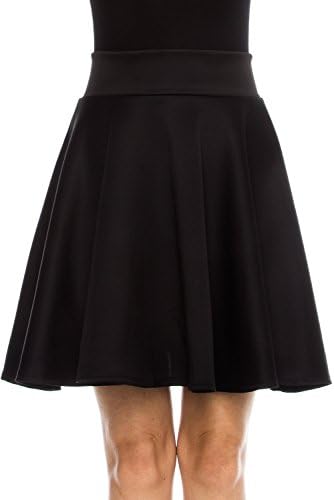 KAYLYN KAYDEN KLKD Women's KLKD Women's Basic Versatile Solid Flared Skater Skirt Made in U.S.A. (Midi) Black Large