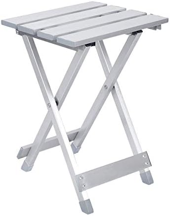 Aobeau Sliver Folding Aluminum Stool Supports to 220 lb|Heavy Duty Metal Step Stool|Camping Fishing Stool for Gardening, Bathroom, Shower, Outdoor, Indoor