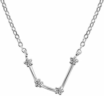 TQS Horoscope Plated Silver Necklace Zodiac Sign Women Pendant Constellation Necklace Birthday Gift