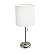 Limelights LT2024-WHT Brushed Steel Lamp with Charging Outlet and Fabric Shade, White primary