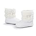 LIVEBOX Baby Girls' Premium Soft Sole Bow Anti-Slip Mid Calf Warm Winter Infant Prewalker Toddler Snow Boots (L: 12~18 Months, White)