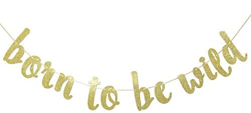 Amazon Com Born To Be Wild Glitter Gold Banner Baby Shower