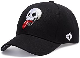 WUKEBaseball Cap, Adult/Unisex Halloween Scary Skull Bloody Big Tongue Embroidery Curved Brim, Outdoor Recreation Adjustable Hip-hop Hat