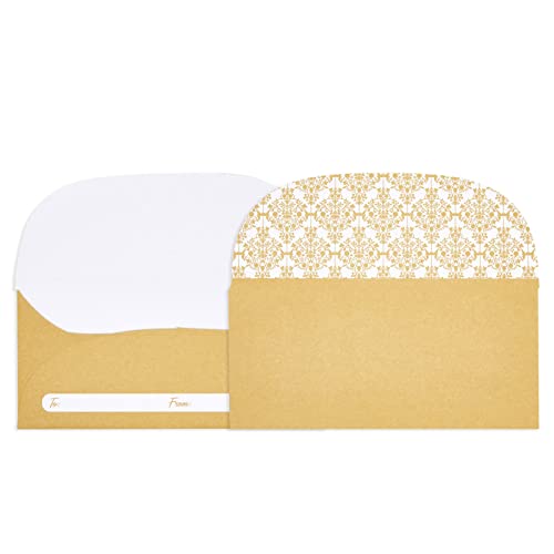 100 Pack Gold Money Envelopes for Cash Gifts, Bulk Decorative Holders