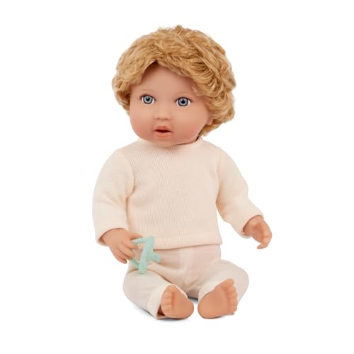 LullaBaby – 14-inch Realistic Baby Doll – Wavy Light-Blonde Hair, Blue Eyes & Soft Body – Pink Sweater Outfit & Pacifier, Pretend Play, Toys for Kids Ages 2 Years Old & Up