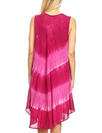 Sakkas Daniella - Vestido sin mangas para mujer con diseño de tie dye Relax Caftan Tank