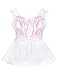 inlzdz Men's Sissy Crossdress Lingerie Frilly Satin Lace Tulle Mini Dress Smooth Nightdress Babydoll Pink Large