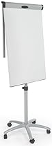 Displays2go Rolling Dry Erase White Board Easel, Adjustable, Locking Wheels, 26
