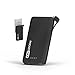 Black Mini Portable Charger - 6,000mAh External Battery Pack - Ultra Slim Light Built-in AC Plug Micro USB Cable - Charges iPhone, Android More - Pocket Juice Tzumi