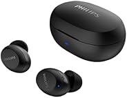 PHILIPS Fone de ouvido sem fio TWS bluetooth com microfone e energia para 18 horas totais na cor preto, padrão