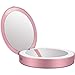 Lighted Makeup Mirrors with Power Bank - Compact Dimmable LED Vanity Mirror, Dual-Sided 1x/3x Magnification Handheld Travel Mirror, Prefect Gift for women (Pink)