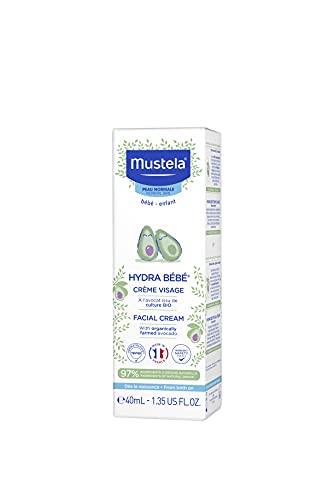 Mustela Hydra Bebe Face Cream - Daily Baby Moisturizer with Natural Avocado, Jojoba Oil & Shea Butter - 1.35 fl. Oz (Pack of 1)