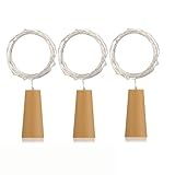 AnSaw Spark I Wine Bottle Lights,Starry Bottle Lamp Kit, Cork Shape Striping Lights ,20-MicroLED, Copper Wire, Battery Light,Rope Lamp,3 Pack (White )