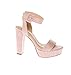 calico KiKi Women's Shoes Buckle Ankle Strap Open Toe Chunky High Heel Platform Dress Sandals
