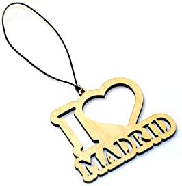 Car Rear View Mirror Wood Pendant I LOVE MADRID suitable for all makes and models Woody Hanging Auto Accessories 1 pc Car Charm Interior Styling