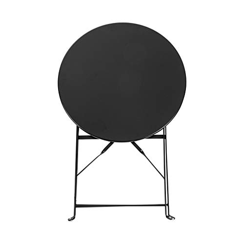 Harbour Housewares 2-Sitzer-Set aus rundem Bistro-Gartentisch und Stühlen in Schwarz – 2 Stühle und 1 Tisch, 3-teilige Klapptischstühle, Gartenmöbel für den Außenbereich, Terrasse und Balkon – Bild 4