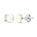925 Sterling Silver Natural Shell Inlay Tiny Round Post Stud Earrings 7 mm - Nickel Free
