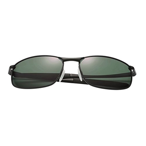 ZHILE 8-base Curve Wrap Metal Frame Polarized Sunglasses for Men (Black frame G15 lens, 57)