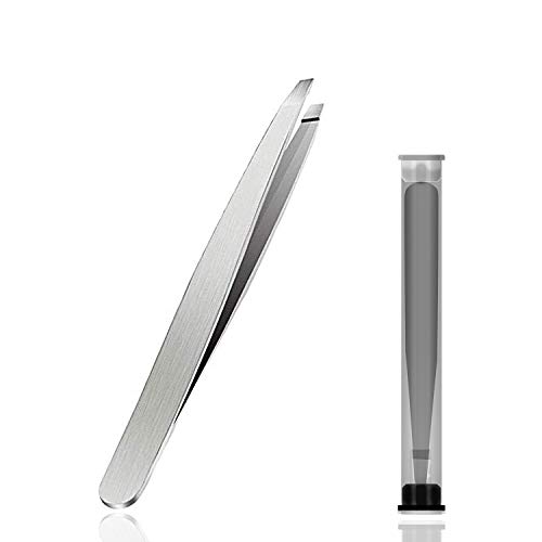 Slant Tweezers - Professional Stainless Steel Slant Tip，Precision Eyebrow Tweezers For Your Beauty(Single-Silver)