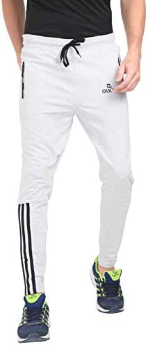QucoMen's Cotton Fleece Narrow Fit Track Pant White