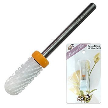 PANA 3/32" Shank Size Professional USA - Smooth Top Large Barrel White Ceramic Bit 2X Coarse Grit - Nail Drill Bit for Dremel Machine