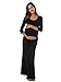 Jinson Womens Maternity Mama Ruched Bodycon Maxi Dress with 3/4 Sleeve Side Pleated Baby Shower Vestido