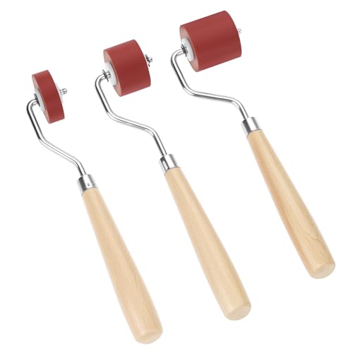 QWORK 3pcs Rubber Rollers Brayer - Ink Roller for Crafting, for Stamping, Crafts, Printmaking