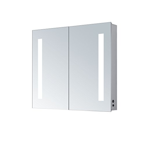 Innoci-USA Zeus LED Double Door Wall Mount Mirrored Lighted Medicine Cabinet Vanity Featuring IR Sensor, Tempered Glass Shelves and Rocker Switch 30" x 26" - Thumbnail 2