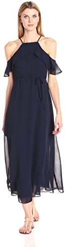 Julian Taylor Women's Ruffled Top Sleeveless Maxi Dress, Navy, 16