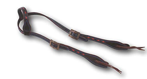 D.A. Brand Dark Oil Leather One Ear Headstall Red Rawhide Trim Horse Tack