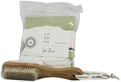Urbana Spa Priva Bamboo Pouf and Pumice Stone/Nail Brush Set